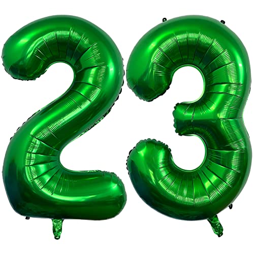 Image of Number 23 Dark Green Balloons 40 Inch Giant Green 23 32 Numer Foil Helium Balloons for 23th Green Birthday Party Supplies 32th Anniversary Events Decorations