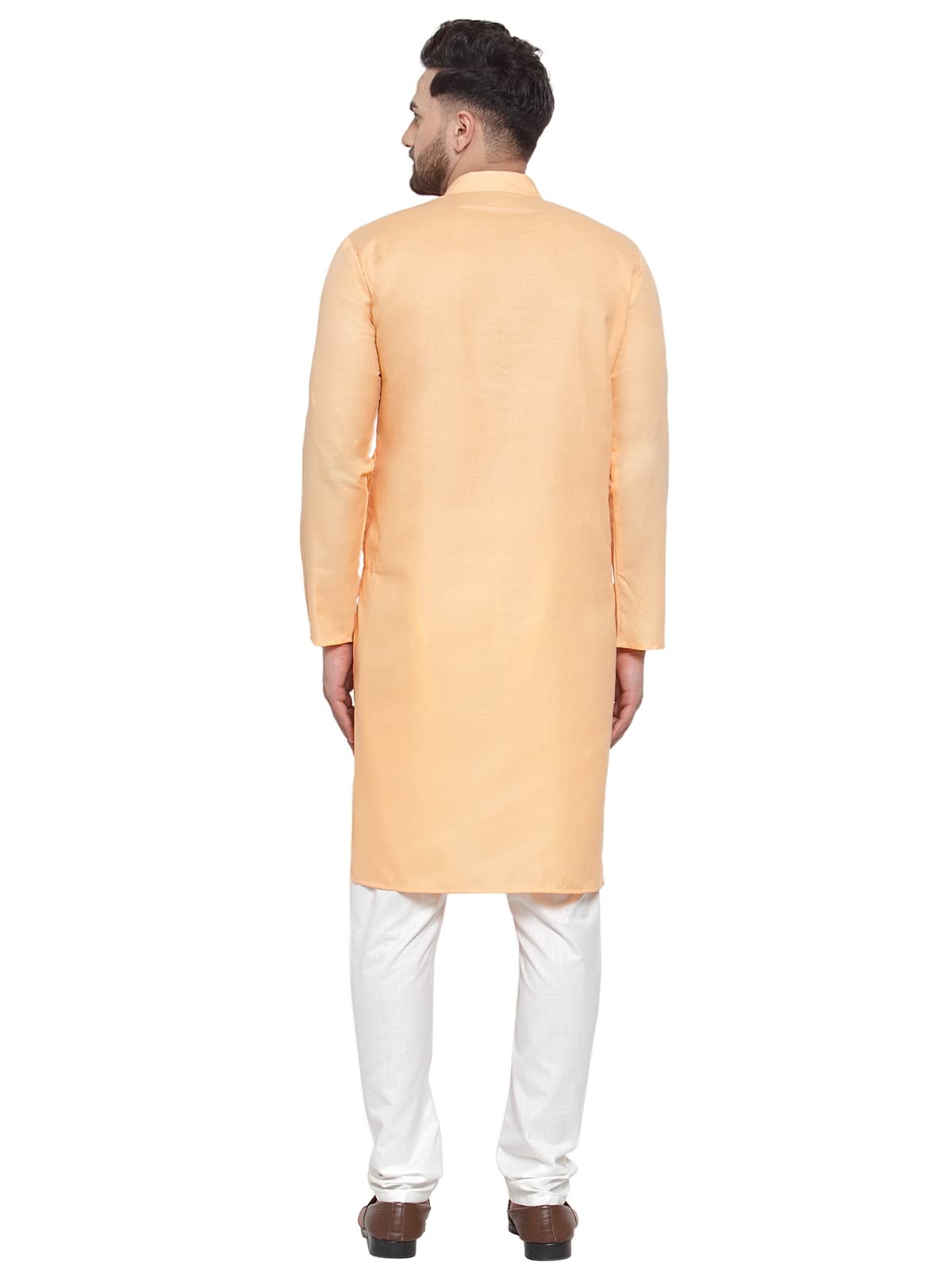 Jompers Men's Cotton Solid Kurta Payjama Sets (Orange, M)