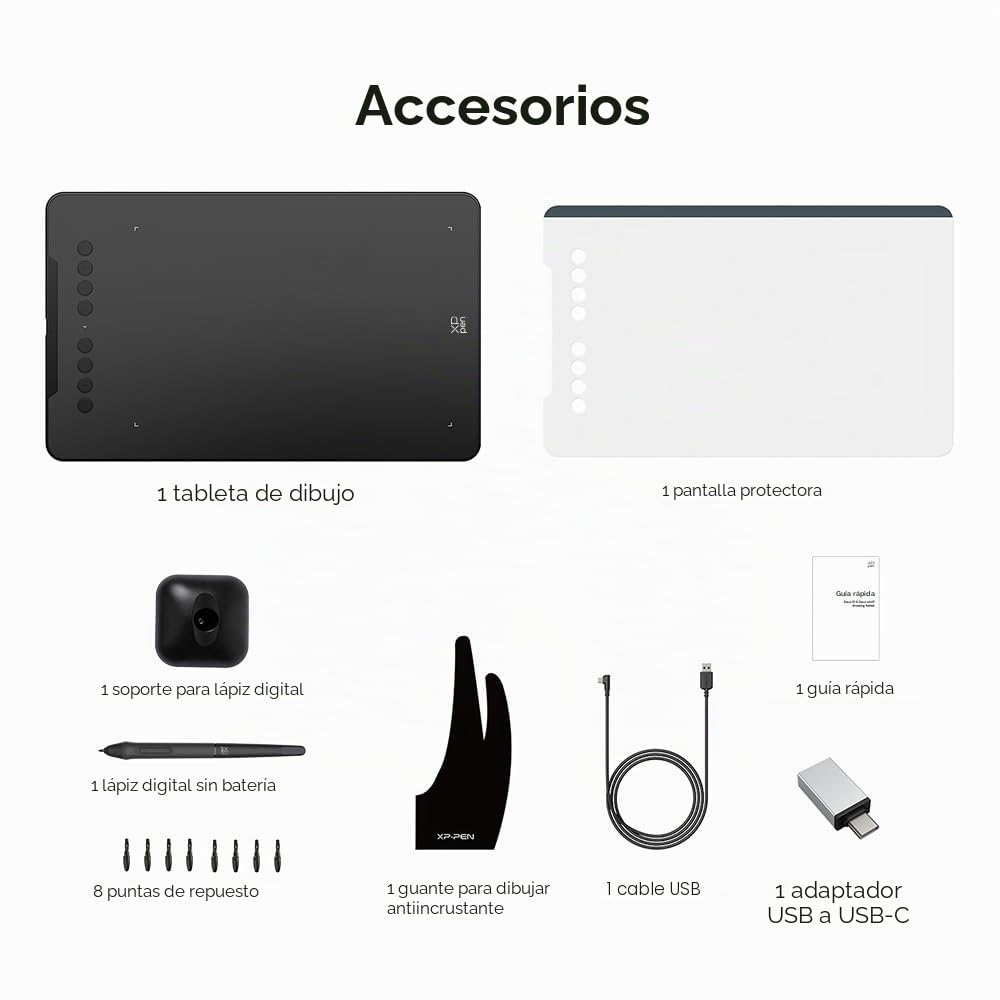 XPPen Deco 01V3 Tableta Gráfica Dibujo Digital 10x6 Pulgadas con Lápiz 16K Niveles, Compatible con Windows, Linux, Mac OS, Chrome OS y Android