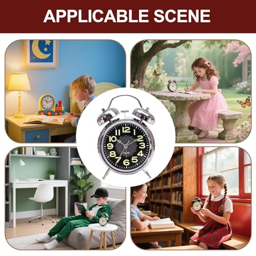 Reloj despertador para personas mayores con números grandes y cuerda manual analógica 5