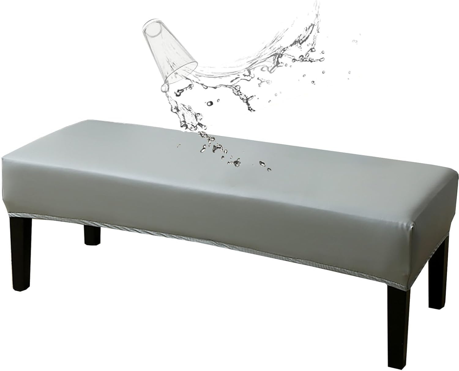 FZKun PU Leather Dining Bench Cover, Stretch Waterproof Upholstered Bench Slipcover Rectangle Stain Resistant Spill Proof Bench Seat Protector Cover for Bedroom Kitchen (120 * 40 * 30cm,#7)