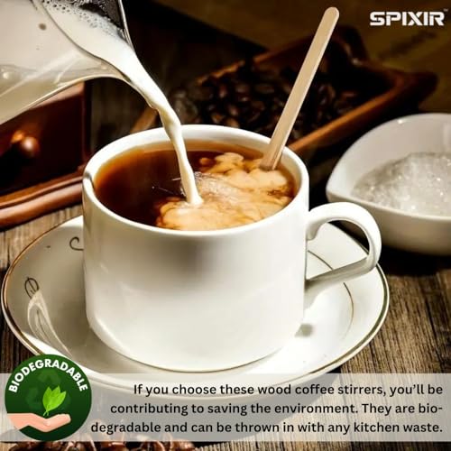 image for SPIXIR Coffee Stirrers Disposable Wooden Coffee Stir Sticks, 7-inch La