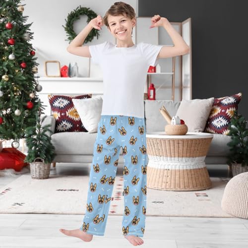 Boy's Pants Happy Shepherd Puppy Blue Jogger Pants Elastic Waist Long Bottoms Trousers with Pockets 6-14 Years2