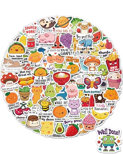 100 Pcs Cute Stickers for Kids, Water Bottle Stickers for Kids Waterproof, Vinyl Laptop Kid Sticker Pack, Kid Classroom Prizes for Elementary Students - No Repetition