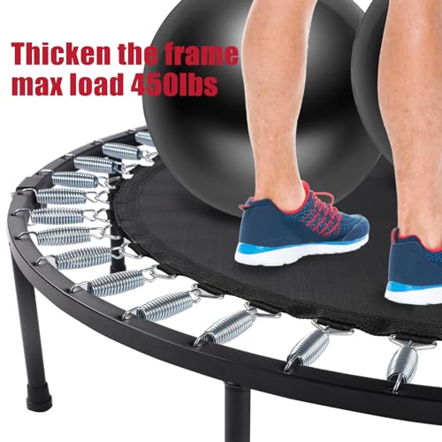 Image of Rebounder Trampoline for Adults, 40 inch /50 inch Foldable Spring Fitness Trampoline - 450 lbs Capacity, Quiet & Stable Indoor /Outdoor Exercise Equipment for Cardio Workout