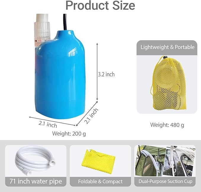 ZOOOBELIVES High Pressure Camping Shower With 50W/75psi Pump, Outdoor Camp Shower With Multi-use Sprayer And LED Light For Campsite Bathing Beach Yard Pet Car Cleanups, Portable And Rechargeable