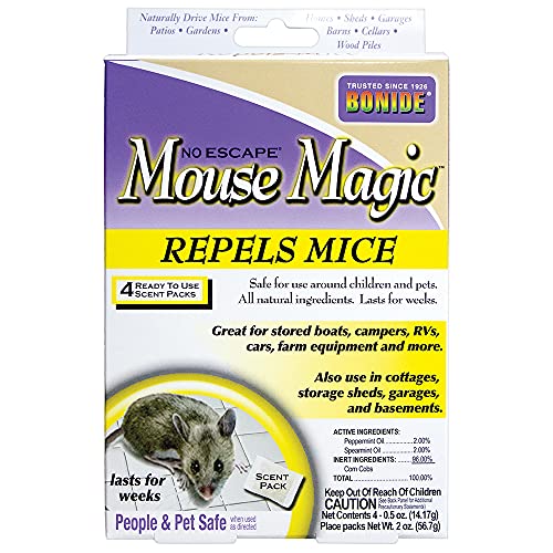Bonide Mouse Magic Mouse Repellent Scent Packs 4 Ready-to-Use Packs for Indoor & Outdoor Rodent Control People & Pet Safe