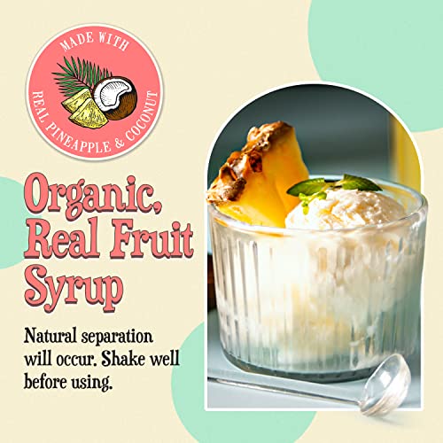 Image of Wabry Organic Pina Colada Syrup - 14.2oz (420g), Natural Fruit Syrups for Drinks, Shaved Ice and Ice cream, Vegan Friendly, Non-GMO, Dye-Free Snow Cone Syrup - BPA Free Plastic Bottle