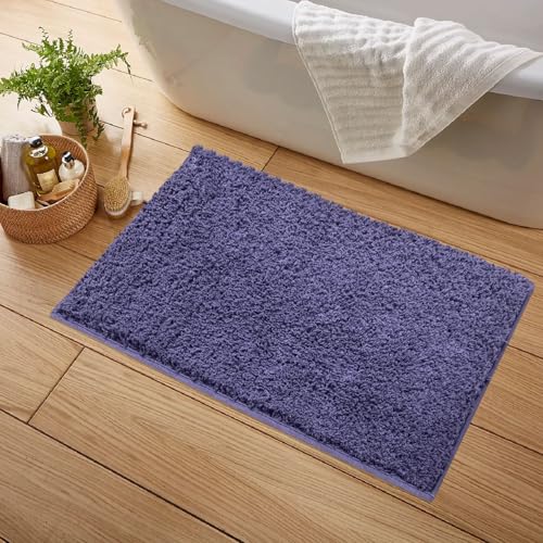 Image of Luxe Home Colosseum Bath Mat 100% Cotton (40x60 cm) Super Soft Non-Slip Bathroom Mat for Bedroom Door (Navy Blue) Pack of 1
