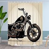 Cool Bathroom Bathtubs Fabric Shower Curtain Wonderful Vintage Motorcycle Theme Shower Curtain Set with 12 Hooks 72x72 inch Polyester Machine Washable, Black and White