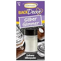 Günthart BackDecor Silber Puder 7 g Silberstaub mit Glitzereffekt, essbarer glänzender Silber staub Glimmer, 1er Pack (1 x 7 g)