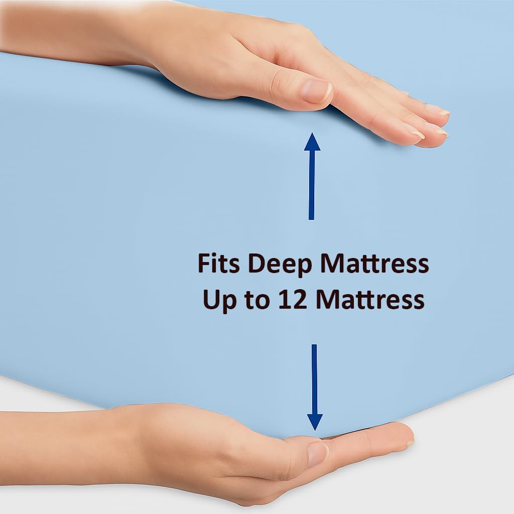 2 Pack Hospital Bed Sheets Fitted, 42x84x12, Microfiber Soft Fitted Sheets with All Around Elastic, 12 Inch Deep Pocket Fitted Sheet for Hospital Bed, Adjustable & Medical Mattress, Light Blue