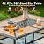 PHI VILLA 7 Piece Outdoor Dining Set with Umbrella, Rectangular Wood Top Metal Dining Table & Cushioned Wicker Chairs & 13ft Large Blue Umbrella for Patio, Deck, Yard