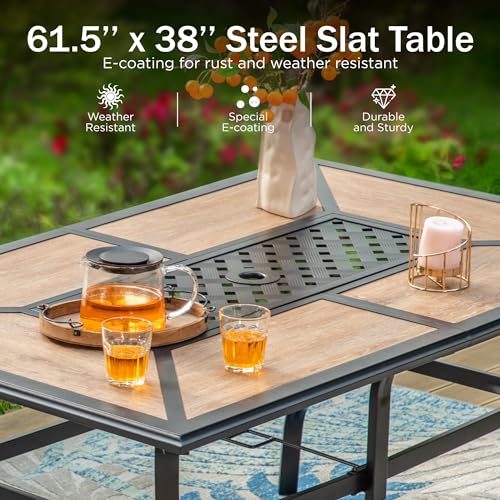PHI-VILLA-Outdoor-Dining-Table-for-6-Rectangular-Metal-Wrought-Iron-Table-with-Polywood-Tabletop-and-Umbrella-Hole-Large-Heavy-Duty-Dining-Table-Furniture-for-Patio-Deck-Yard-Porch PHI VILLA Outdoor Dining Table for 6 Rectangular Metal Wrought Iron Table with Polywood Tabletop and Umbrella Hole Large Heavy Duty Dining Table Furniture for Patio Deck Yard Porch