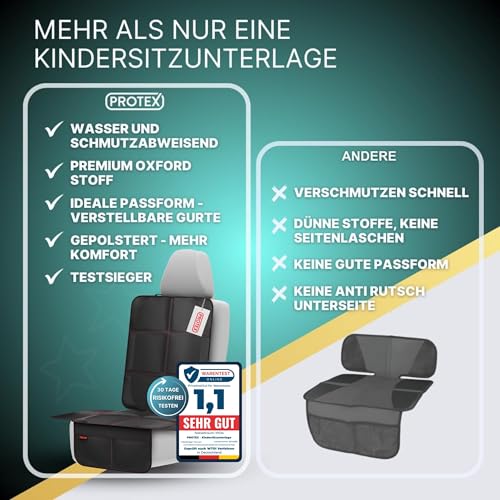 PROTEX© Kindersitzunterlage -ISOFIX-geeignet, Anti-RUTSCH-Unterfläche | Wasserabweisender & besonders hochwertiger 600D Stoff mit… – Ansicht 3