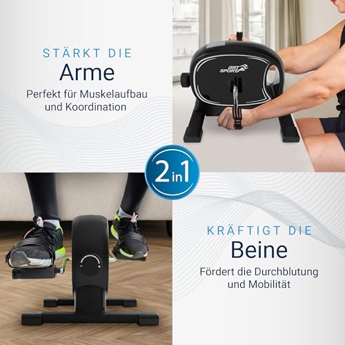 Juskys Pedaltrainer Sportivo - leiser Heimtrainer, Fitnessgerät, Senioren, Armtrainer, Beintrainer, Mini Fahrrad für Zuhause