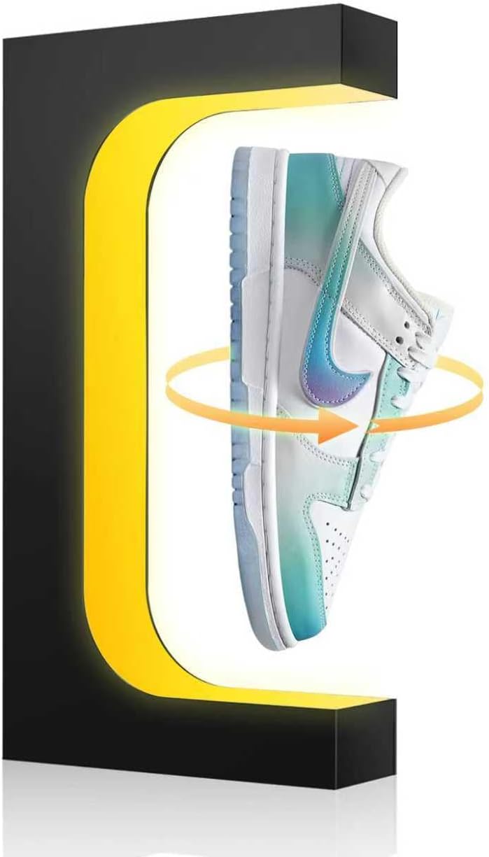 Levitating shoe display stand with LED lighting