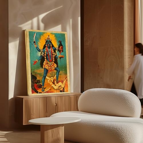Image of Poster Master Kali Canvas - Retro Goddess Kali Print - Hindu Art - Mythology Gift for Men & Women - Indian Art - Wall Decor for Living Room, Bedroom or Dorm - Available in 8x10 to 30x40