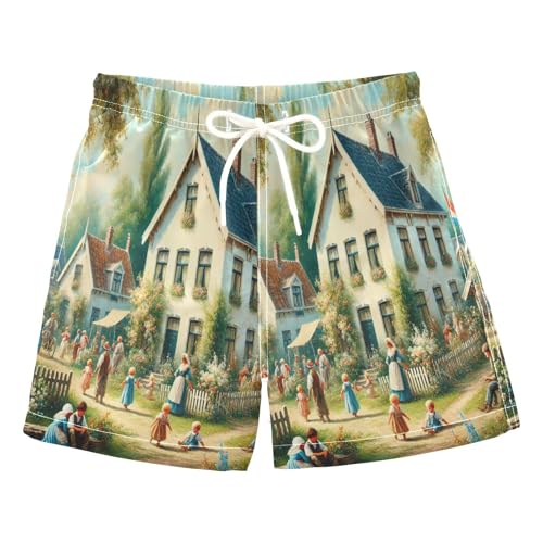 Farmhouse Trees Life Boys Swim Trunks Quick Dry Toddler Swimsuit Boy Bathing Suits Board Shorts Swimwear 3T Multi