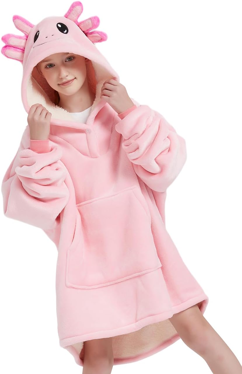 NAFLEAP Blanket Hoodie Women Girls Wearable Blanket Adult Oversized Fleece Sherpa Christmas Sweatshirt Gift for Women Kids