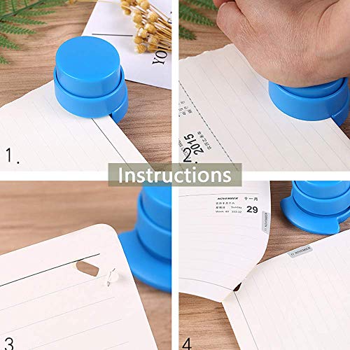 4 stuks nietloze nietmachine, mini nietvrije nietmachine, milieuvriendelijk, voor kantoor, thuis, studentenbriefpapier… - Image 6