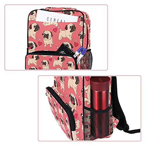 Sac de travail tendance pour ordinateur portable femme fille homme avec carlin rose - 2