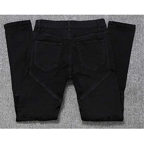 Men's Ripped Slim Straight fit Biker Jeans Distressed Ripped Skinny Slim Fit Denim Pants Holes Hip Hop Biker Stretchy Jean3