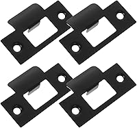 Vista 1 de 4pcs Door Strike Plate Black 2-3/4“ Deadbolt Strike Plate, Replacement Door Latch Plates, Stainless Steel Door Lock Plates Covers, Matte Black