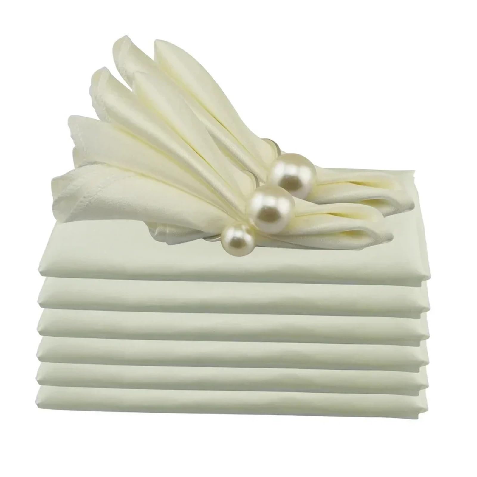 Satin Dinner Napkins 24pcs Shiny Satin Wedding Table Napkins 19"x19" Birthday Party Cloth Napkin Restaurant Coffee/Tea Towels(Ivory)
