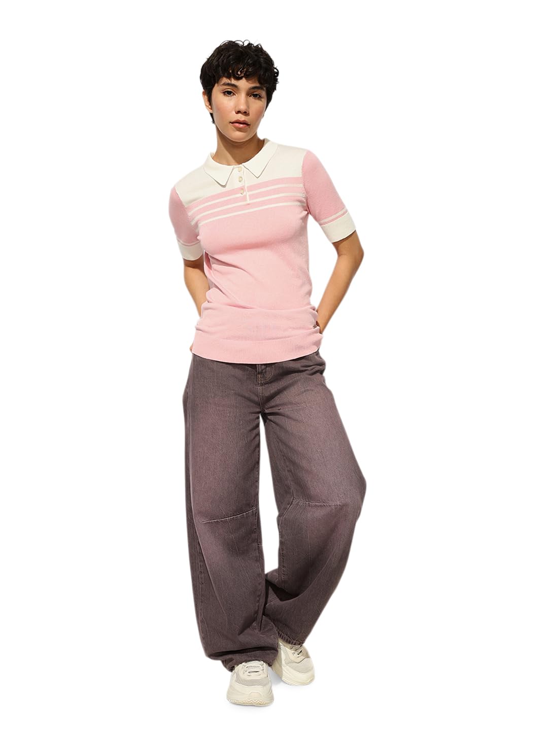 only Women Striped Polo Collar T-Shirt-picture-55