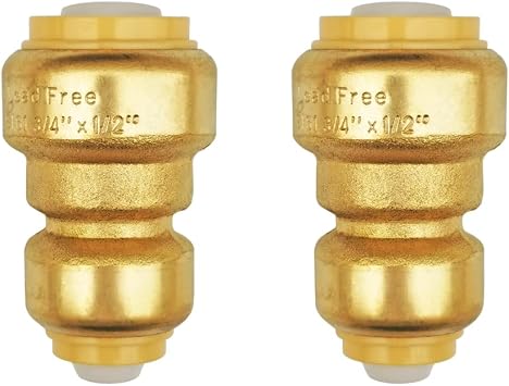 HQMPC Push Fit PEX Fittings Straight Coupling 1/2"x3/4", Push-to-Connect Copper, CPVC, No lead Brass Plumbing Fittings 2PCS 1/2"x3/4"