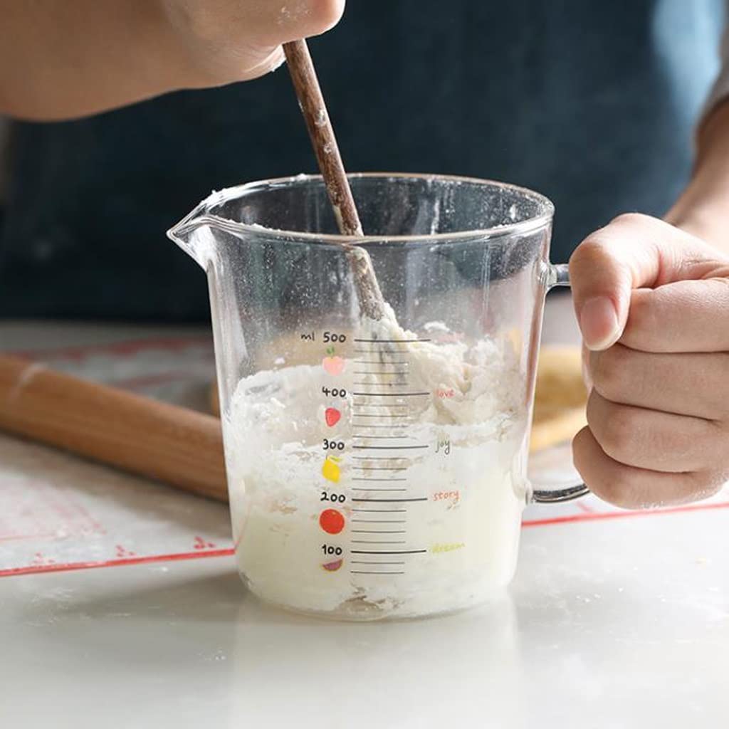 Tasse à mesurer avec échelle pour la Maison Cuisson Farine Tasse à Battre Verre à Haute teneur en Borosilicate Résistant à la Chaleur Outils auxiliaires Cuisine (500 ML)