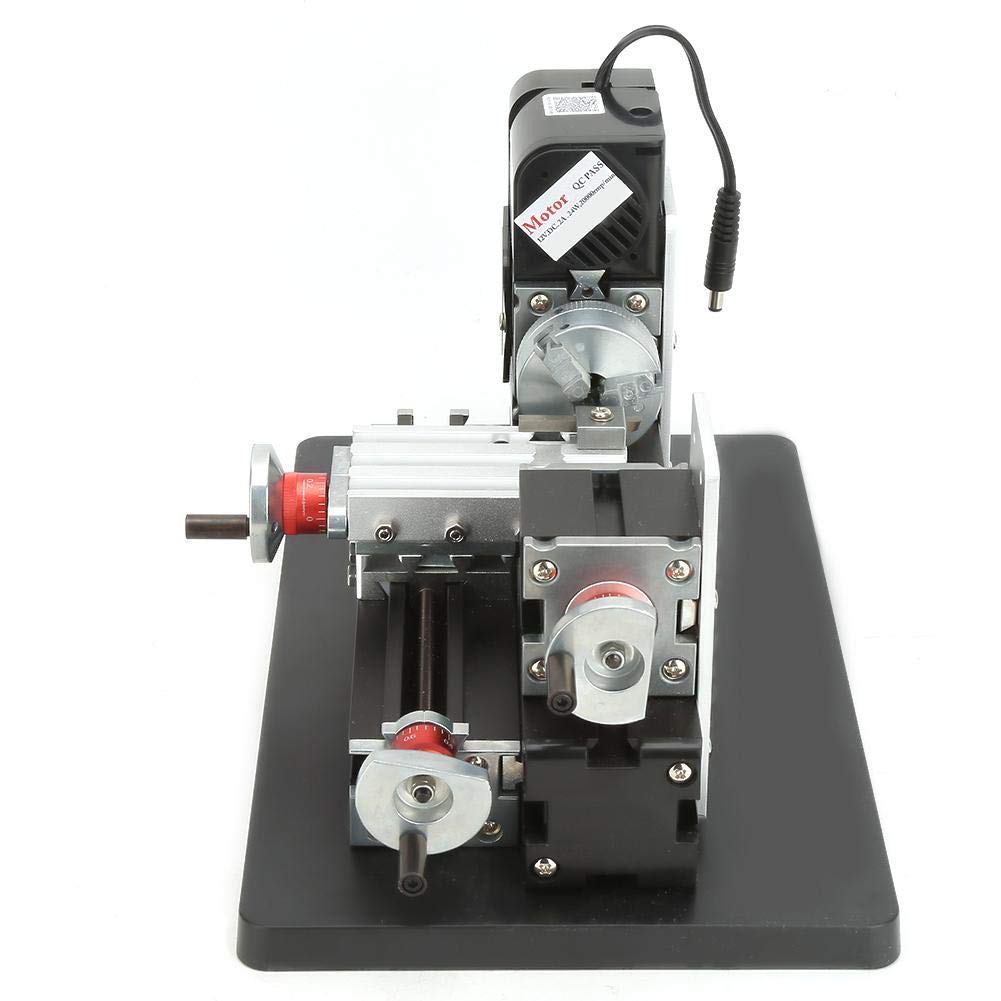 Mini Torno de Metal,Jadpes Mini Metal Z20002M Torno, 24W Mini Torno de metal 20000RPM Motor para metal blando Plástico Acrílico 100-240V Mesa Carpintería Torno de madera Herramie