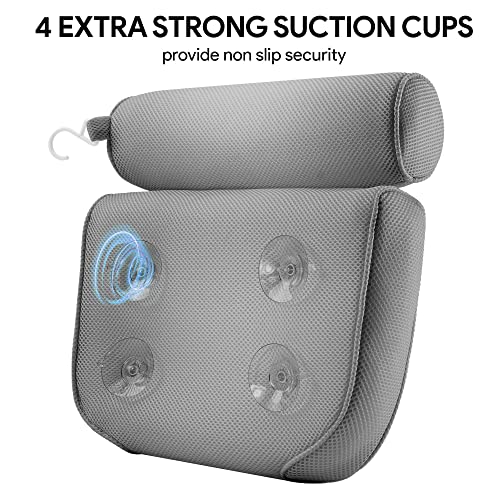 PEULEX Comfort Bath Pillow for Tub, Bath Pillow for Neck Back Support with Strong Suction Cups & Hook, Soft Bath Pillow for Luxury Bath, Hot Tub Bathtub Pillow Made with Soft Mesh, Great Gift for Wife
