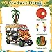 TUSAUW 31 Pcs Luau Tropical Golf Cart Parade Decorations, Summer Tropical Golf Cart Decor with Tiki Fabric Backdrop,Hawaiian Grass Table Skirt, Hawaiian Wreath, 9.8FT LED Lights & Leaves