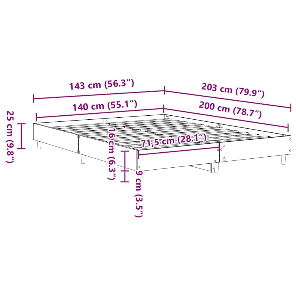vidaXL Estructura de Cama sin colchón Madera Roble Sonoma 140x200 cm, Muebles de Dormitorio, Base de Cama, Cama Doble, Cama, armazón de Cama