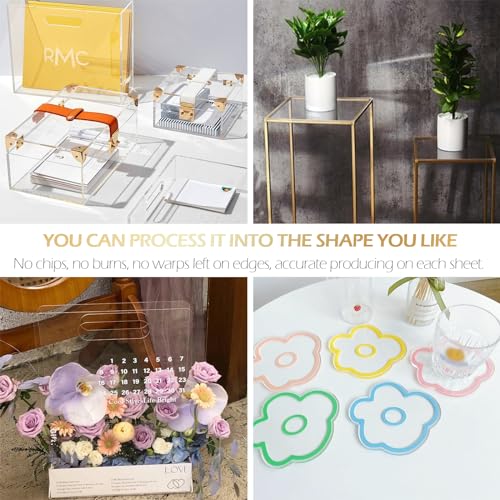 Image of 5 Pack 12 inch x 12 inch Clear Square Acrylic Sheets 1 /8 inch Thick (3mm) Cast Acrylic Plexiglass Sheet Transparent Plastic Sheets for Sign, Laser Engraving and Cutting, Crafting, DIY Display Projects
