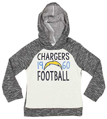 Outerstuff NFL Big Girls Youth (4-16) French Terry Fleece Hoodie Grey/White, Los Angeles Chargers, Small 6-6X