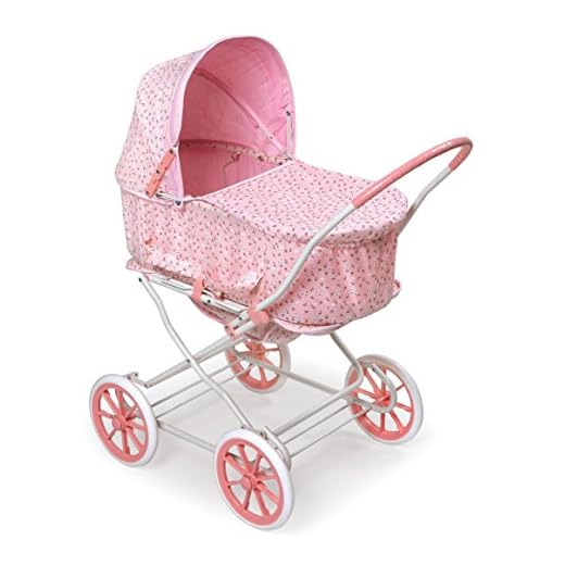 Badger Basket Pink Rosebud 3-in-1 Doll Pram, Carrier, and Stroller (fits American Girl Dolls)