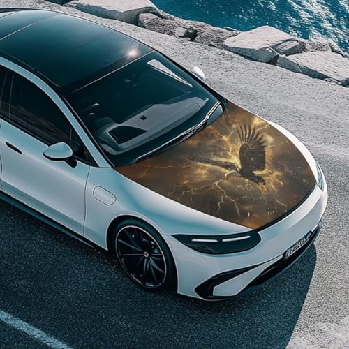 Image of Car Hood Cover, 59x39 Inch Car Hood Wrap Blankets,Eagle Lightning Universal Automotive Exterior Accessories for Sedans SUV Trucks Pickup
