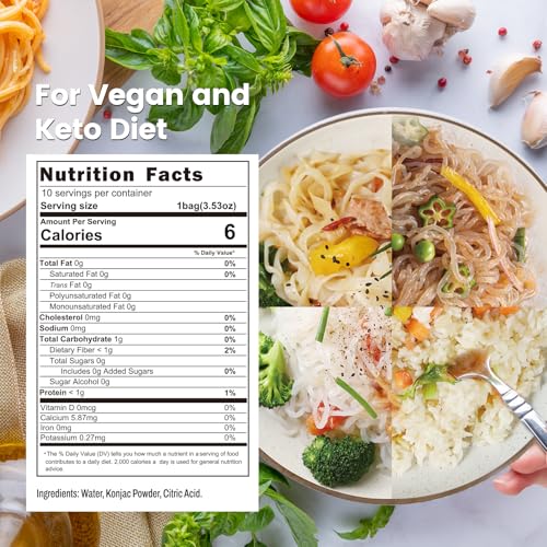 Image of Hethstia Shirataki Noodles Variety Pack, 10 Packs, Ready to Eat | Includes Fettuccine, Angel Hair, Spaghetti & Rice, Keto-Friendly, Vegan, Gluten-Free, Low Calorie, Zero Sugar, Konjac Noodle