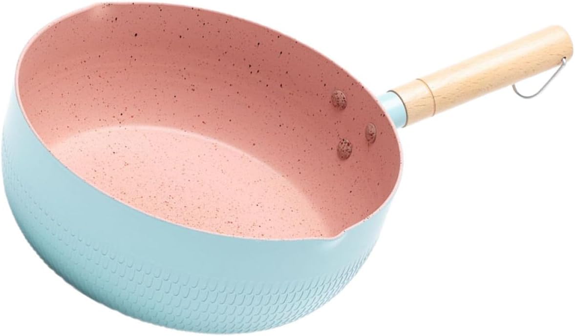 Blue 18cm Maifan Stone Nonstick Saucepan Milk Pot Heat-resistant Small Cooking Pan for Kitchen Soup and Noodles,