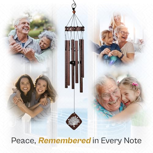 Image of Memorial Wind Chimes I Tree of Life Wind Chime I Windchimes in Memory of a Loved One I Bereavement Gift for Loss of Father, Mother, Wife, Husband I Condolence Remembrance Gift I 29 inch Bronze