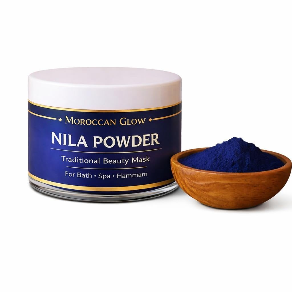 Moroccan Nila Powder – 100% Natural Indigo Blue Powder for Skin Brightening, Tan Removal & Detox | Traditional Moroccan Hammam Beauty Treatment | Face & Body Care (100g)