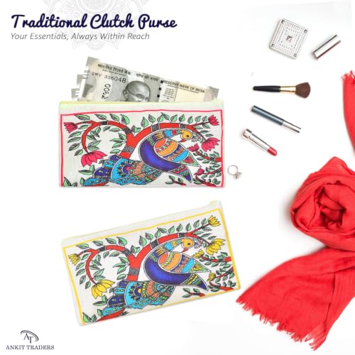 Image of Traditional Embroidered Zipper Purse for Women | Return Gifts for Baby Shower, Haldi, Mehendi, Wedding | Multicolor Ethnic Pouch Set