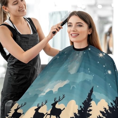 Capa de barbería Navidad invierno con cierre ajustable 66.9x56.7 in miniatura 5