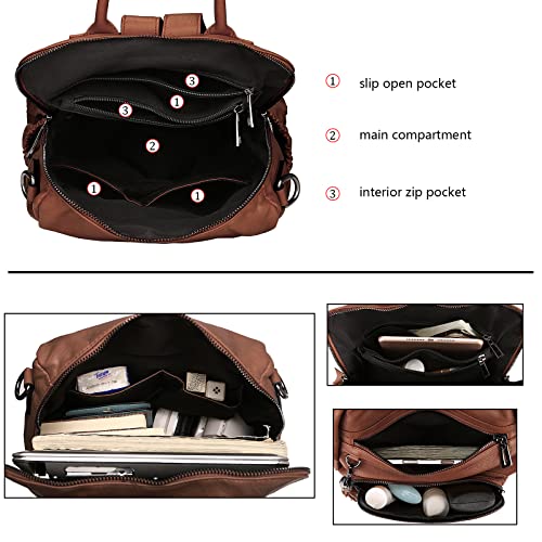 Image of Uromee Travel Backpack Purse for Women Vegan Leather Ladies Fashion Tassel Shoulder Bag Convertible