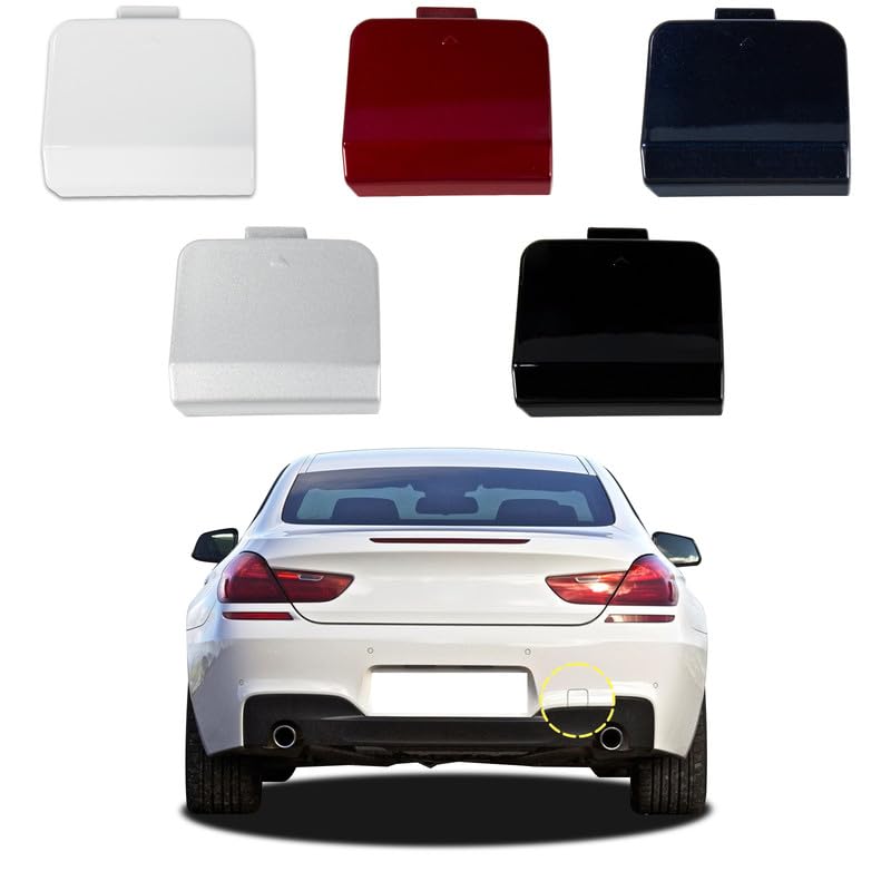 car rear bumper tow hook cover compatible with bmw 6 series m-sport f06 gran f12 f13 2011 2012 2013 2014 2015 2016 2017 2018 trailer cover cap 51128052679 towing eye cap silver