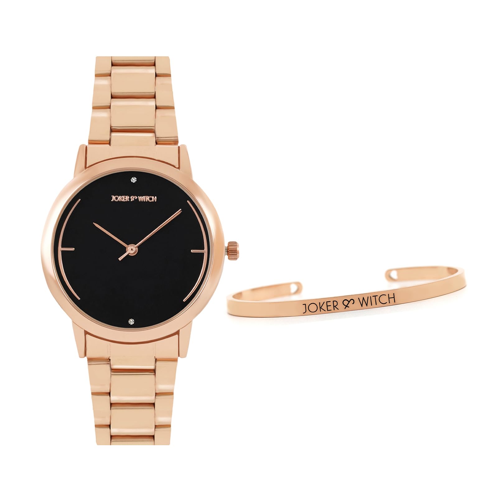 Joker & Witch Stainless Steel Women Adelia Rosegold Analog Watch Bracelet Stack Combo | Black Dial & Gold, Rose Gold Band (B0C7L7VJ15) Amazon Price History, Amazon Price Tracker
