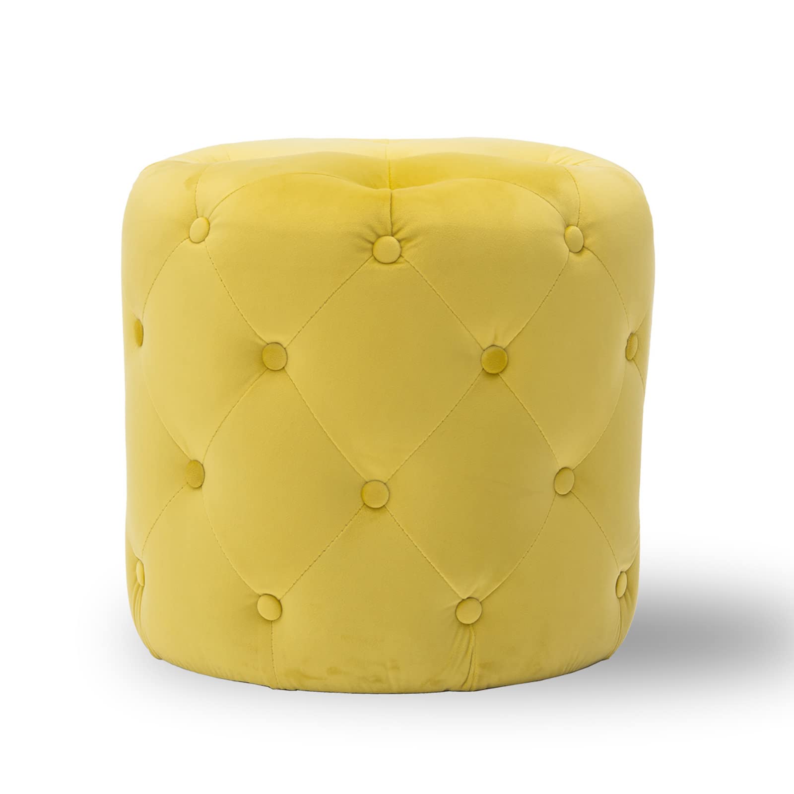 Tabouret repose-pieds velours jaune pour gagner de l'espace